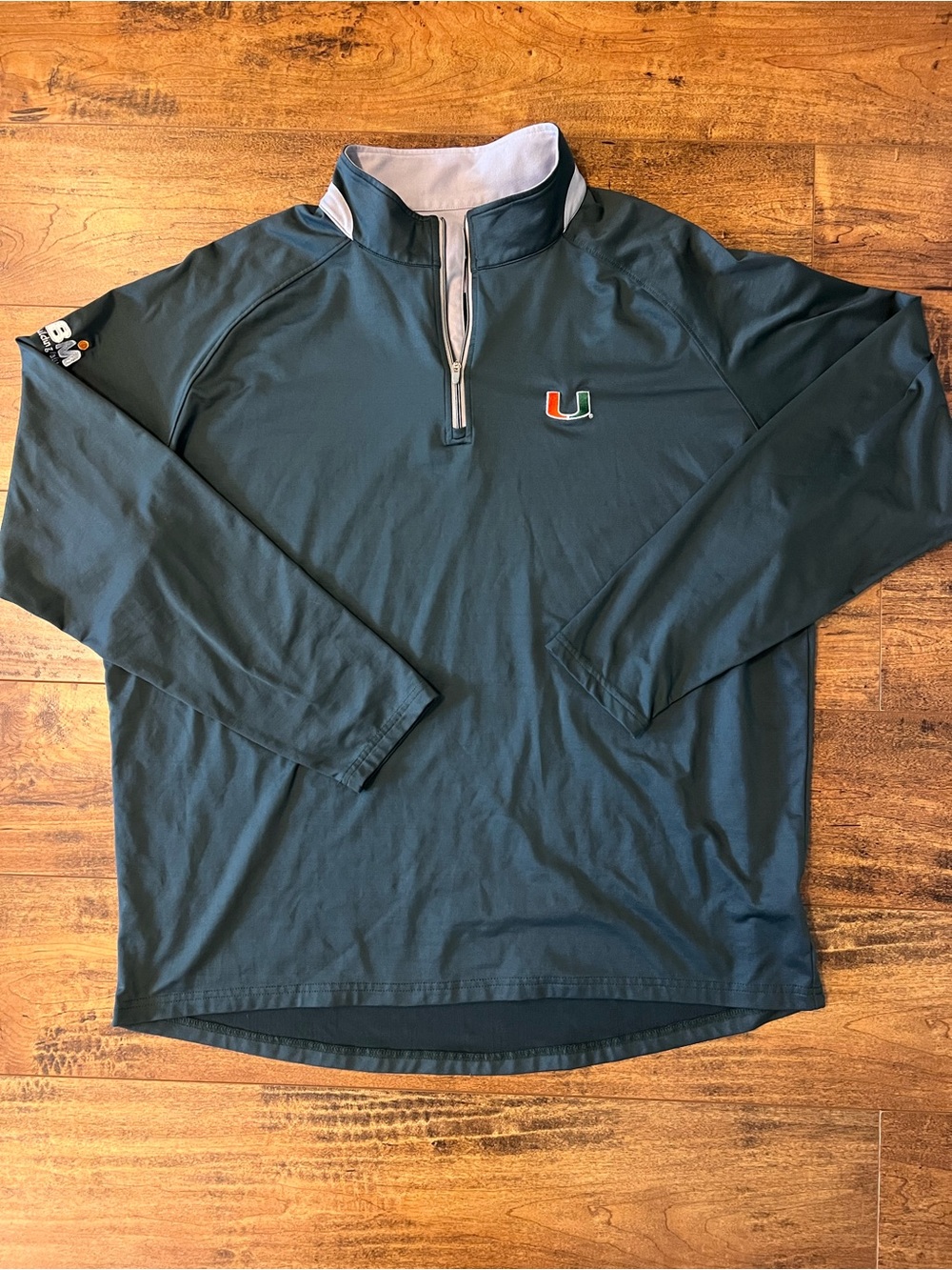 Peter Millar Miami Hurricanes Long Sleeve Performance Pullover Size XL